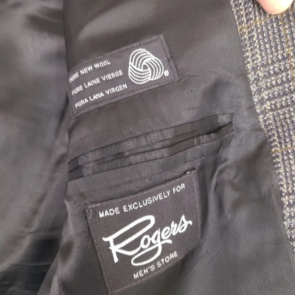 CHAPS Ralph Lauren Blazer‎ Mens 41R Multicolor Plaid Wool For Rogers Mens Store